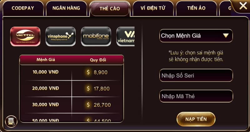 nạp tiền kubet11